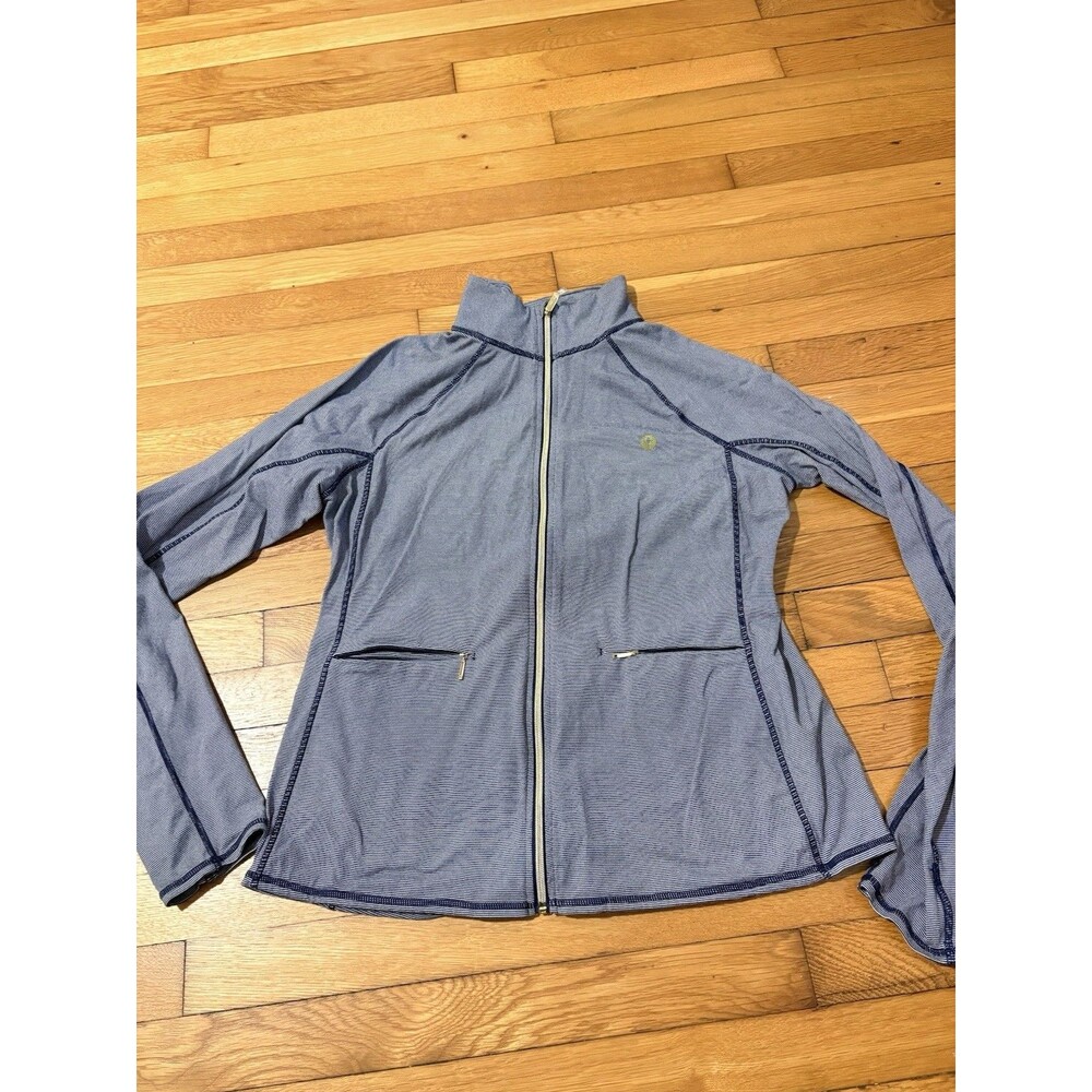 Lilly Pulitzer Size XL Luxletic Kapri Navy Stripe Full Zip Jacket Gold Metal